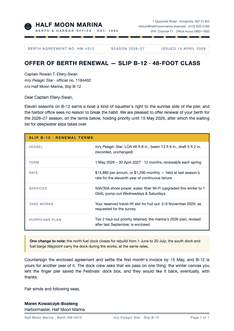 Nautical Formal Letter
